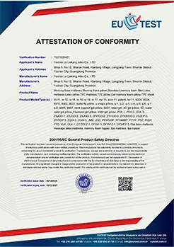 EC compliance test certificate for mattress,pillow & topper verifying conformity with European safety standards