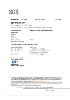 SGS quality test report for pillow