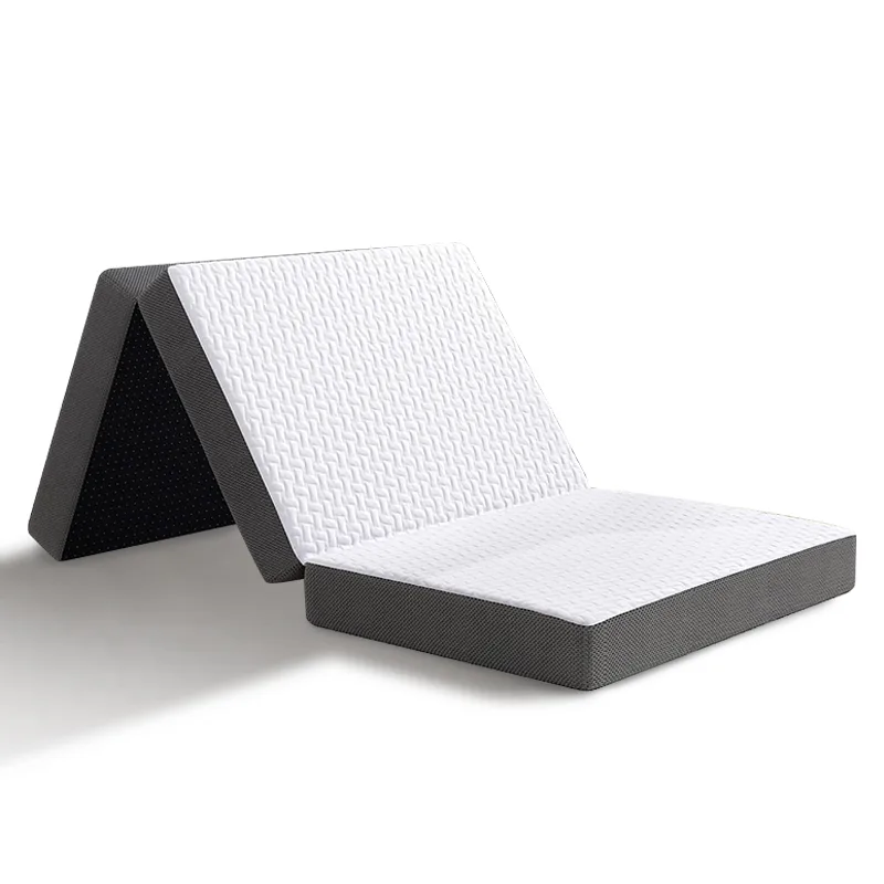 Folding mattress on white background