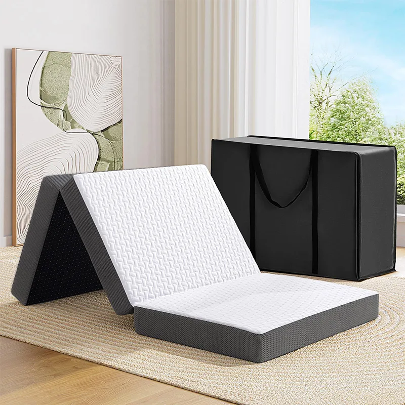 Folding mattress on floor bedroom