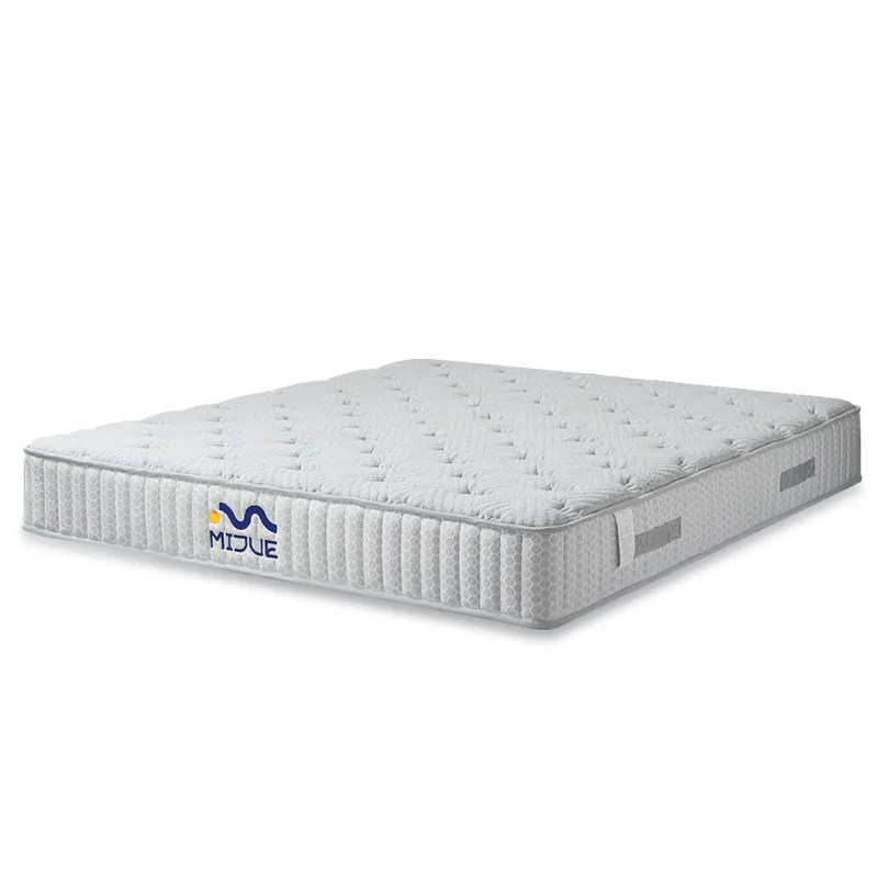 45 degree angle view of a 9 inch hybrid mattress on a white background