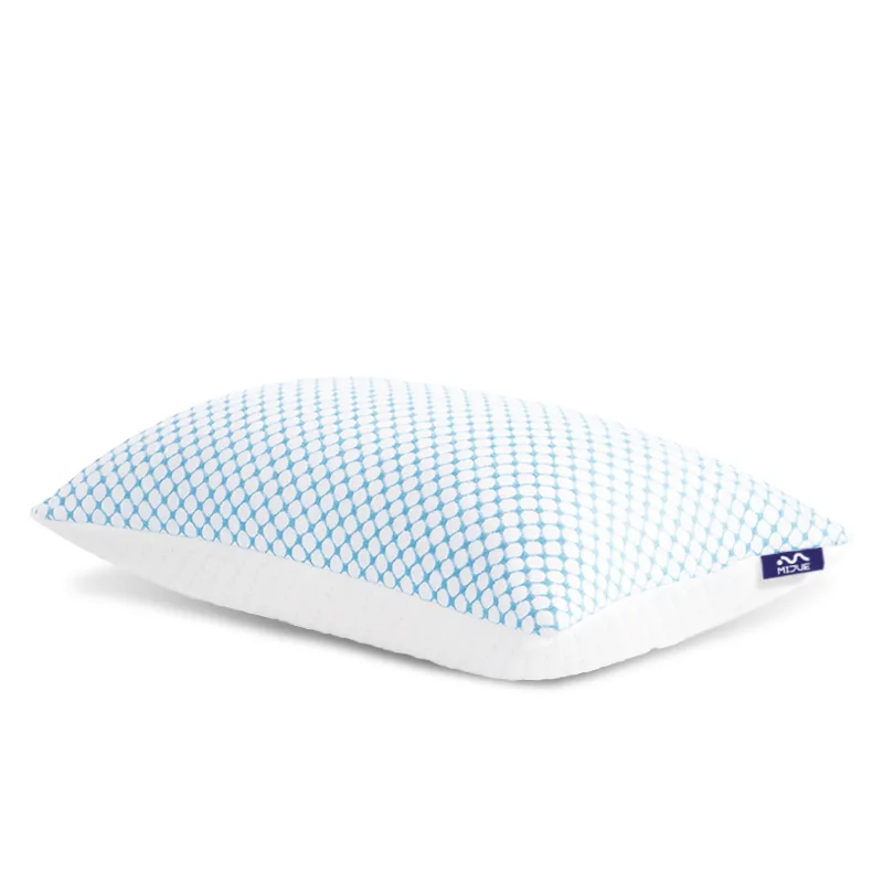 Shredded memory foam pillow on white background