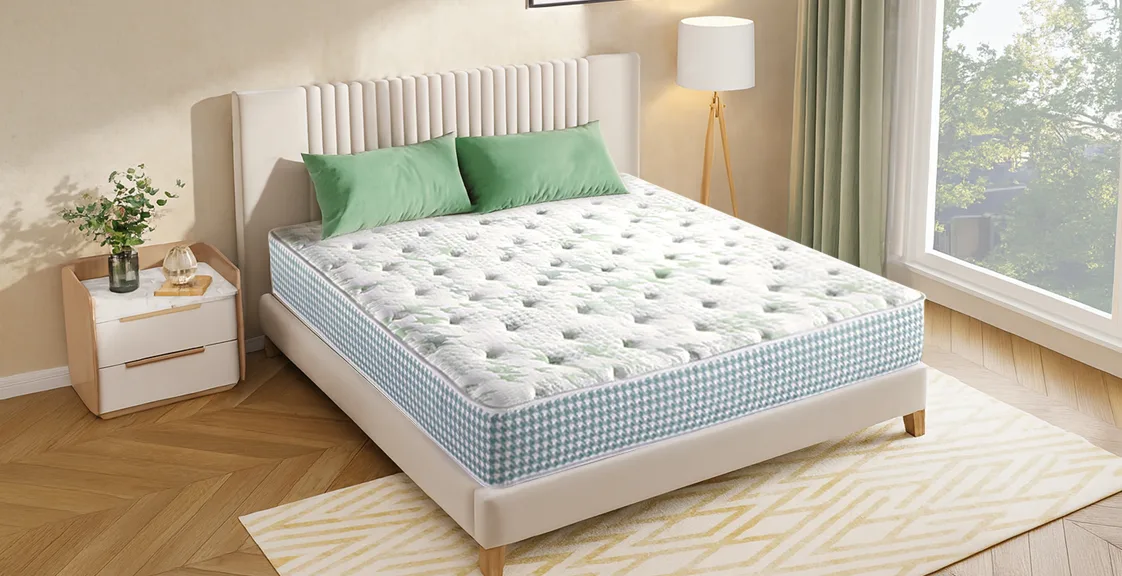 Natural mattress on bed