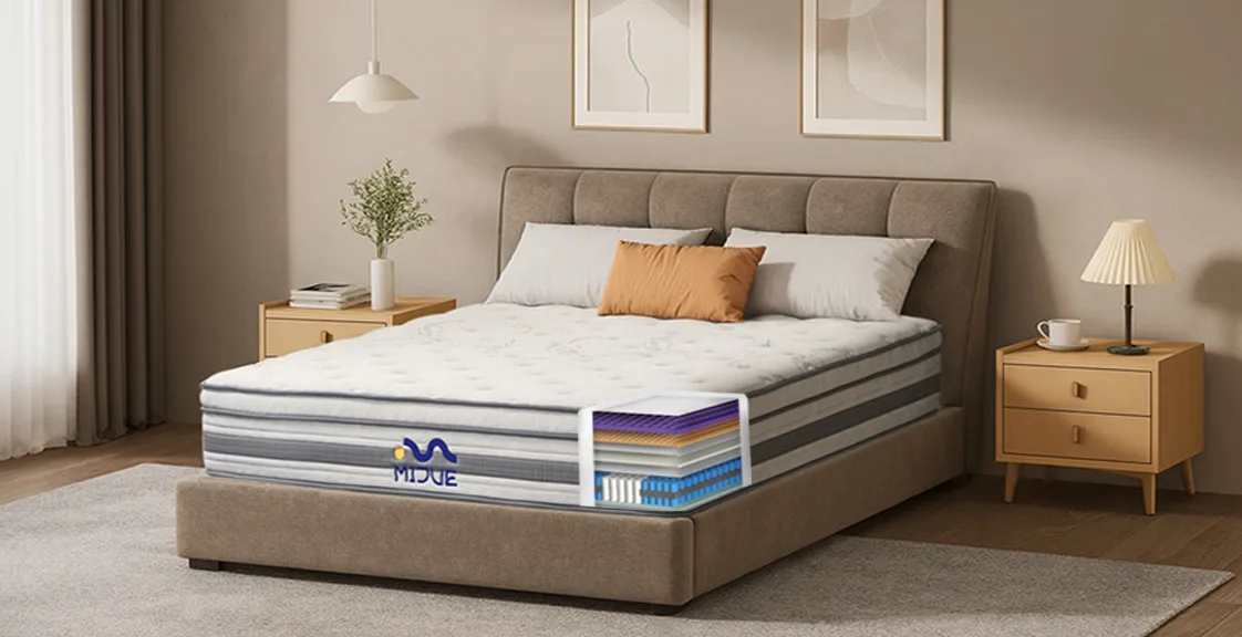Best hybrid mattress for side sleeper with visible latex,tpe,memory foam and pocket spring layers cutaway