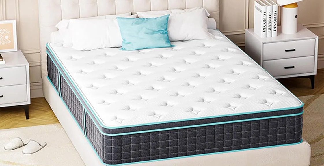 10 inch hybrid mattress featuring a white and black cover for modern style and comfort
