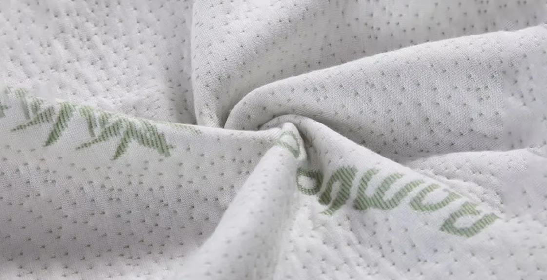 White and green bamboo cover for pillow