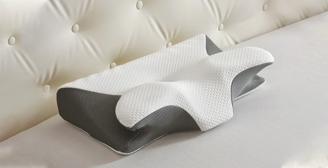White gray ergonomic pillow