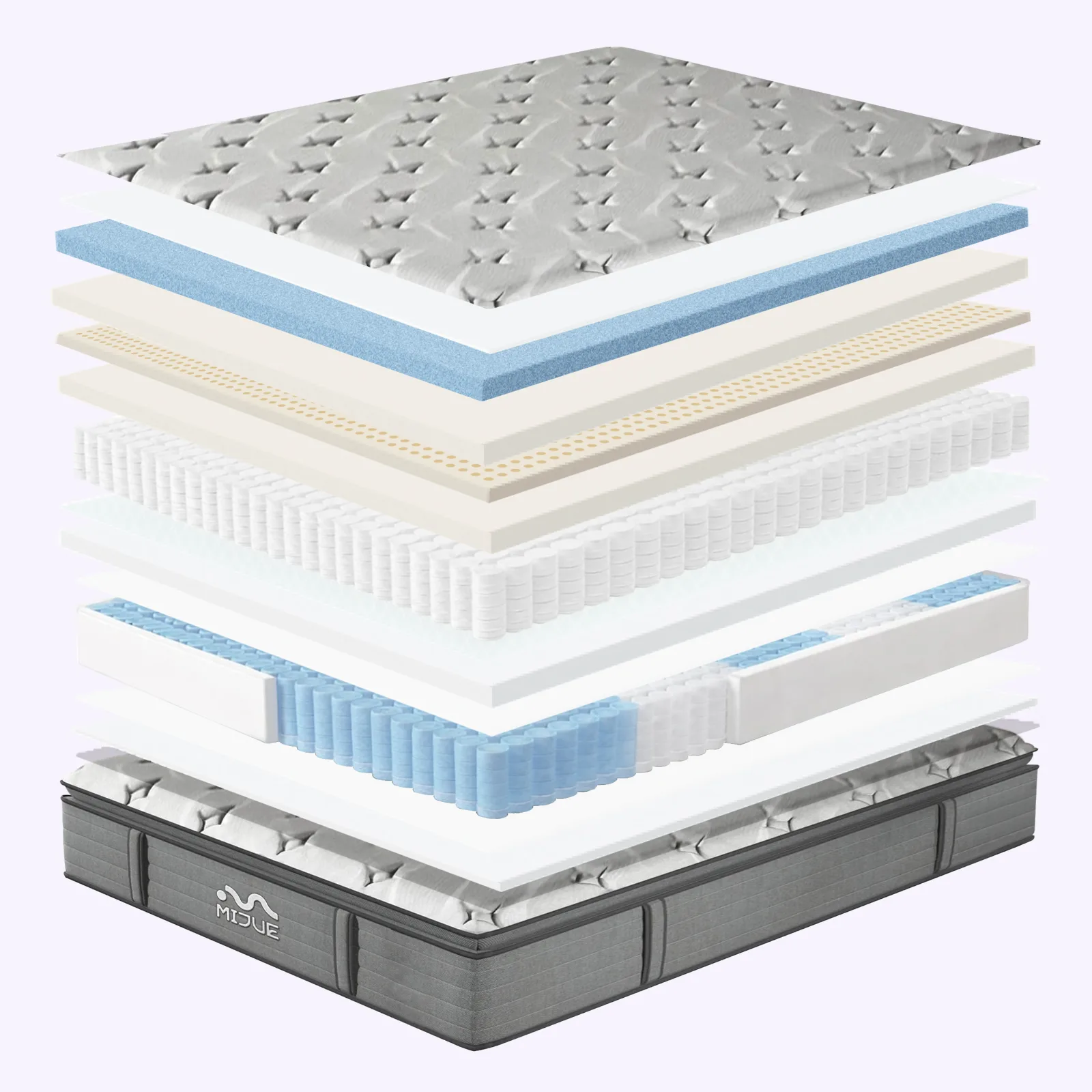 Layered structure of a luxury hybrid mattress
