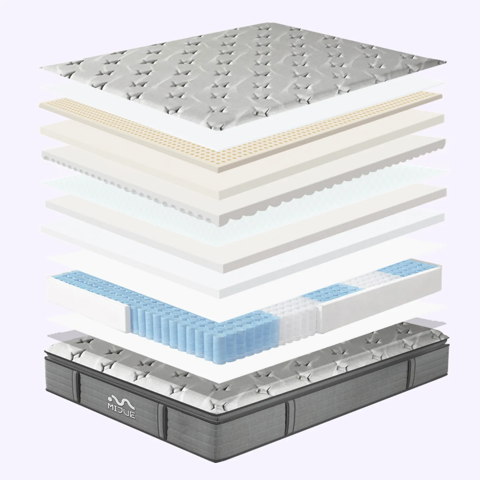 Layered structure of a luxe hybrid mattress