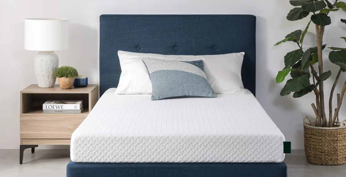 Memory foam mattress with white cover