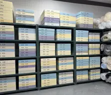 Foam samples organized by density and firmness